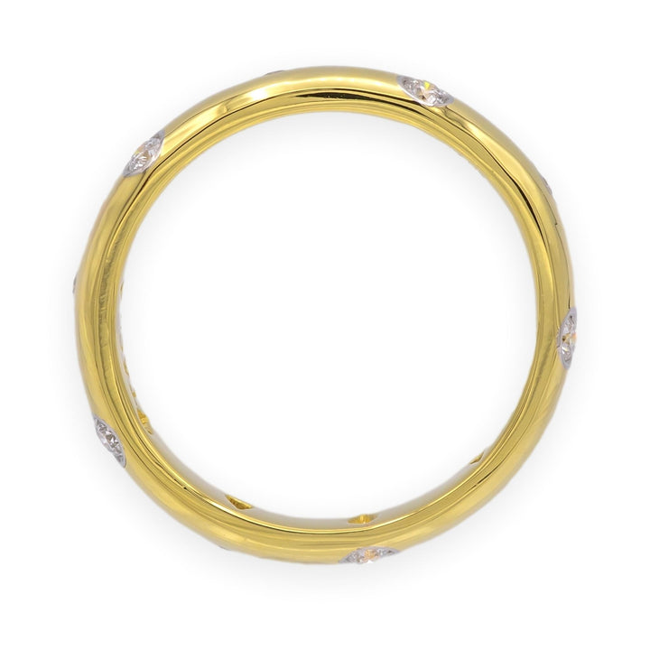 Tiffany & Co. 18K Yellow Gold + Platinum Etoile Diamond Band Ring Size 5.5 3.8mm