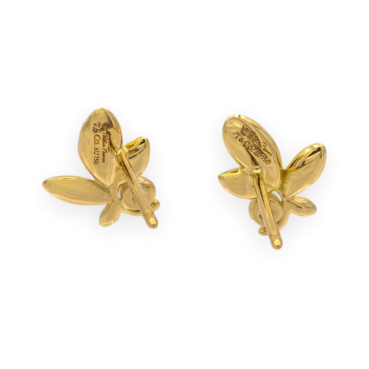 Tiffany & Co. Paloma Picasso 18K Yellow Gold Olive Leaf Diamond Stud Earrings