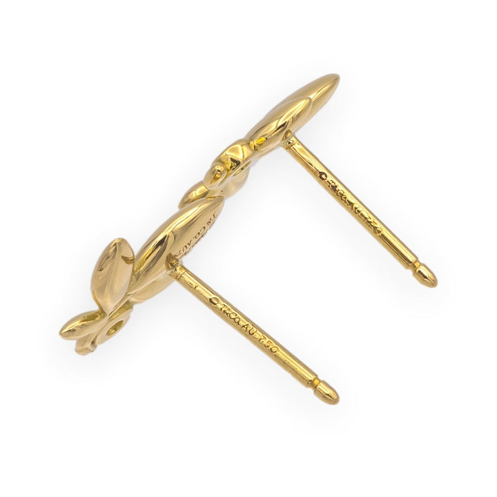 Tiffany & Co. Paloma Picasso 18K Yellow Gold Olive Leaf Diamond Stud Earrings