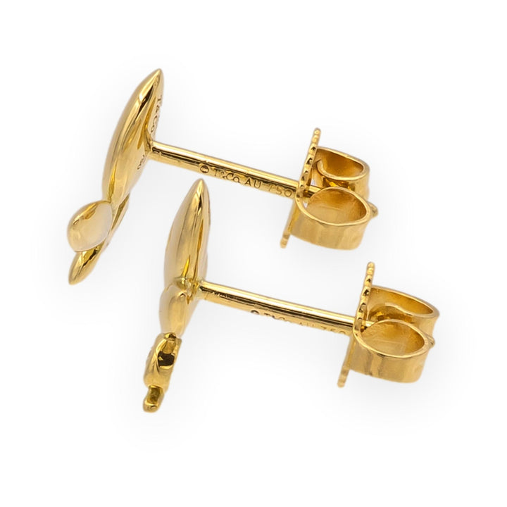 Tiffany & Co. Paloma Picasso 18K Yellow Gold Olive Leaf Diamond Stud Earrings