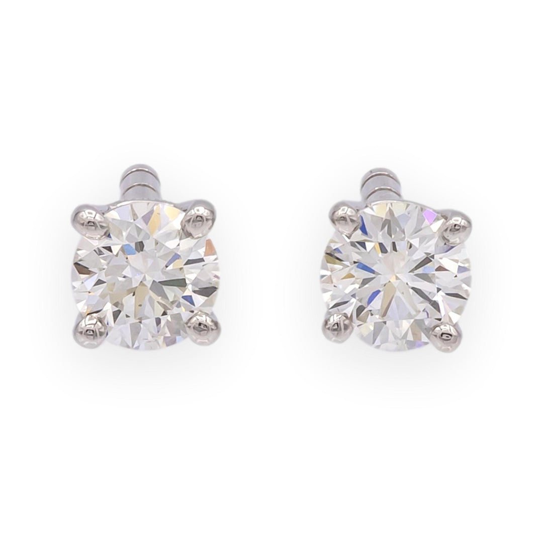 Tiffany & Co. Platinum Round 0.40Cts TW H VS1-VS2 Diamond Stud Earrings w/papers