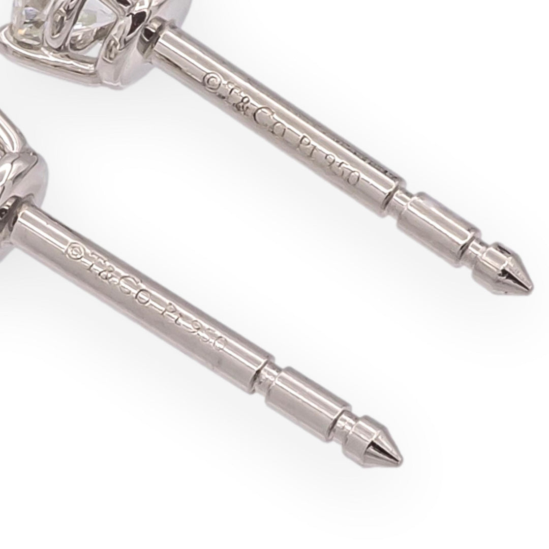 Tiffany & Co. Platinum Round 0.40Cts TW H VS1-VS2 Diamond Stud Earrings w/papers