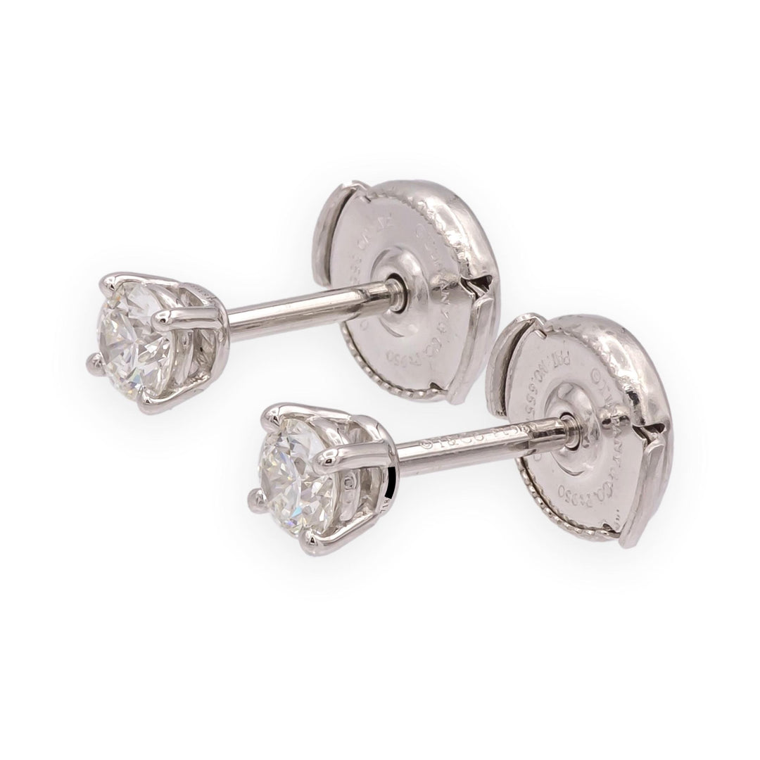 Tiffany & Co. Platinum Round 0.40Cts TW H VS1-VS2 Diamond Stud Earrings w/papers