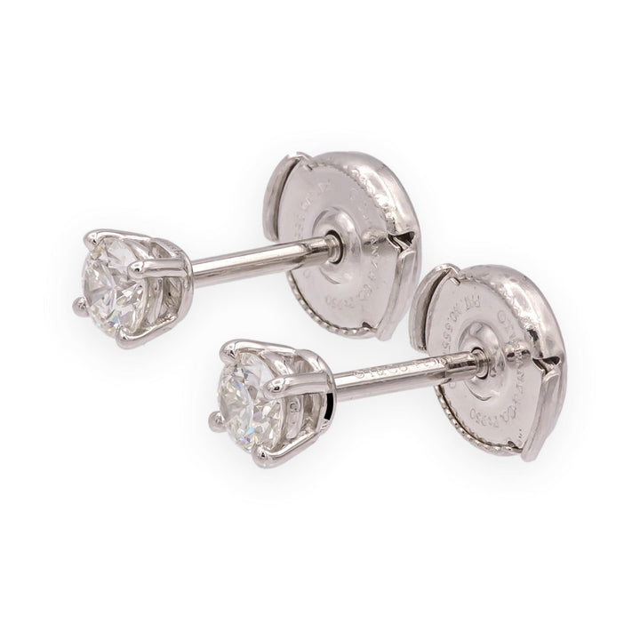 Tiffany & Co. Platinum Round 0.40Cts TW H VS1-VS2 Diamond Stud Earrings w/papers
