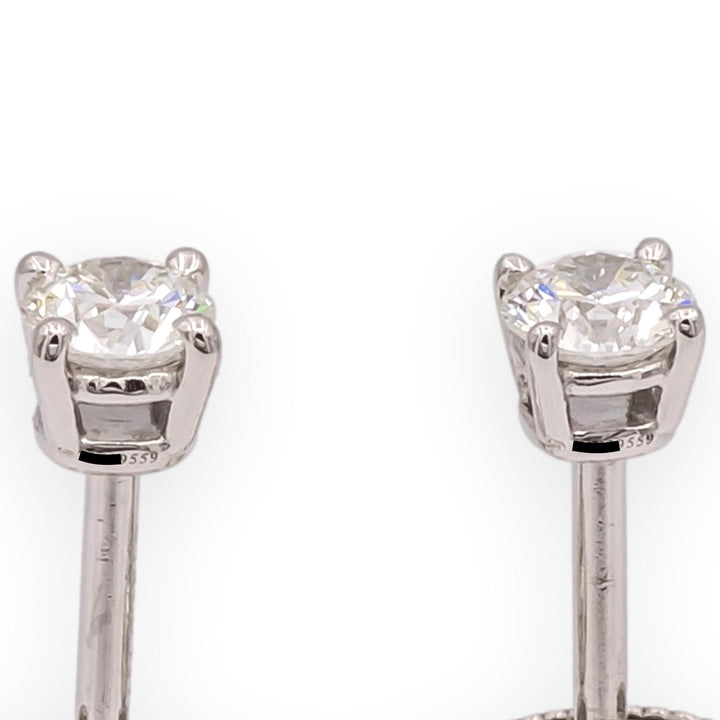 Tiffany & Co. Platinum Round 0.40Cts TW H VS1-VS2 Diamond Stud Earrings w/papers