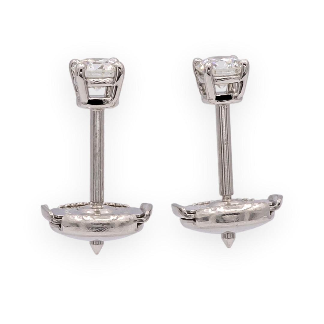 Tiffany & Co. Platinum Round 0.40Cts TW H VS1-VS2 Diamond Stud Earrings w/papers