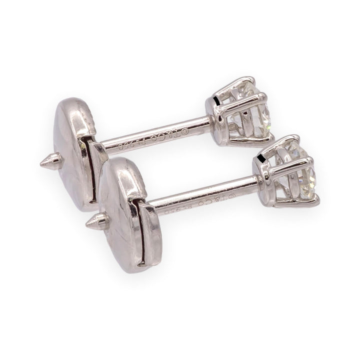 Tiffany & Co. Platinum Round 0.40Cts TW H VS1-VS2 Diamond Stud Earrings w/papers
