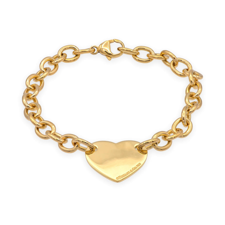 Tiffany & Co. 18K Yellow Gold Return to Tiffany Heart Tag Link Bracelet 7.5"