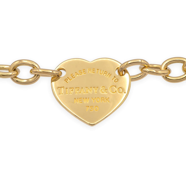 Tiffany & Co. 18K Yellow Gold Return to Tiffany Heart Tag Link Bracelet 7.5"
