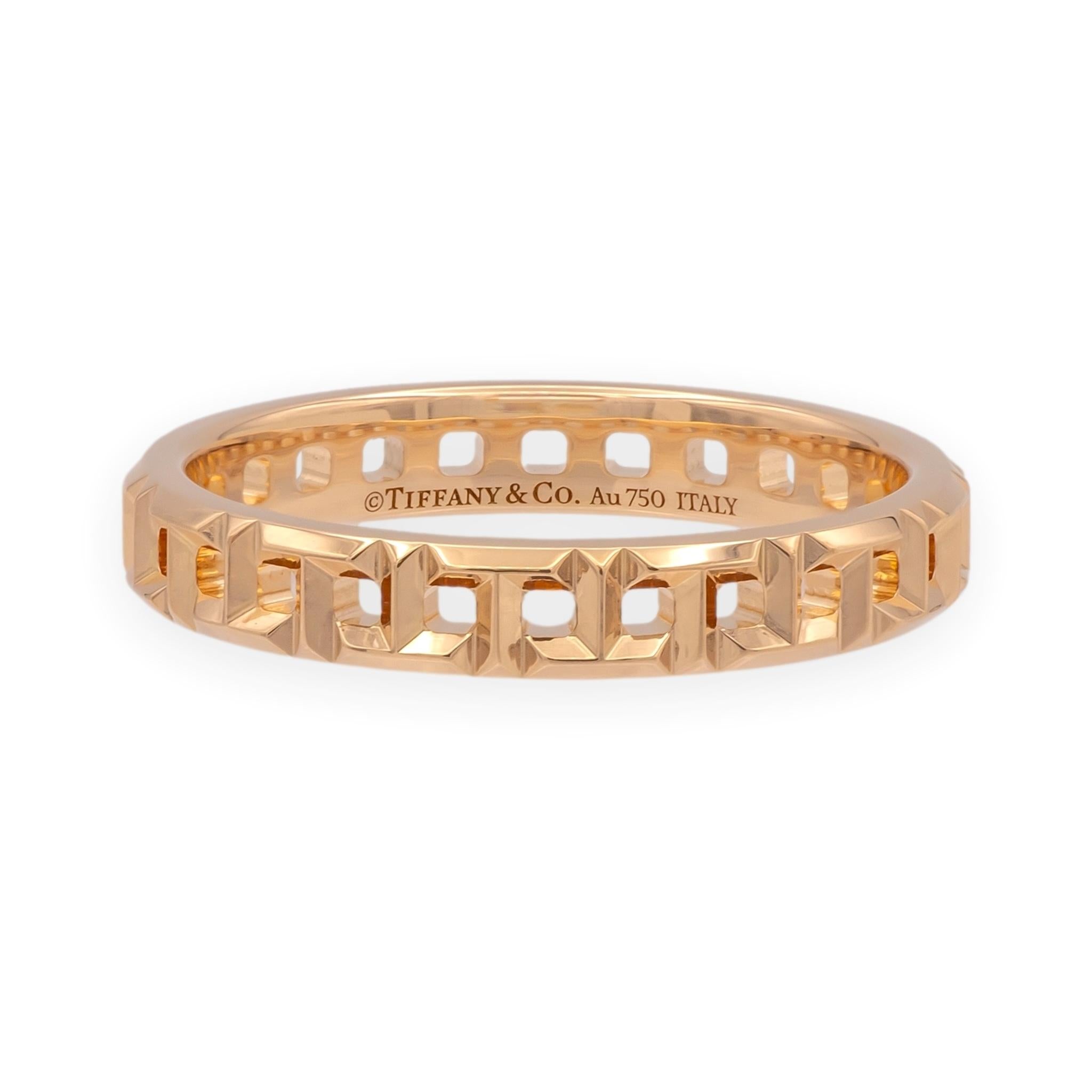 Tiffany & Co. 18K Rose Gold T True Narrow Band ring Size 8 – The