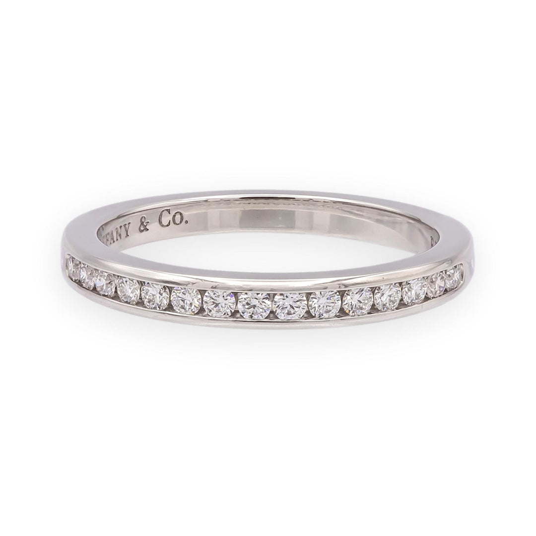 Tiffany & Co. Platinum Half Circle Channel-Set Diamond Band Ring Size 4.25