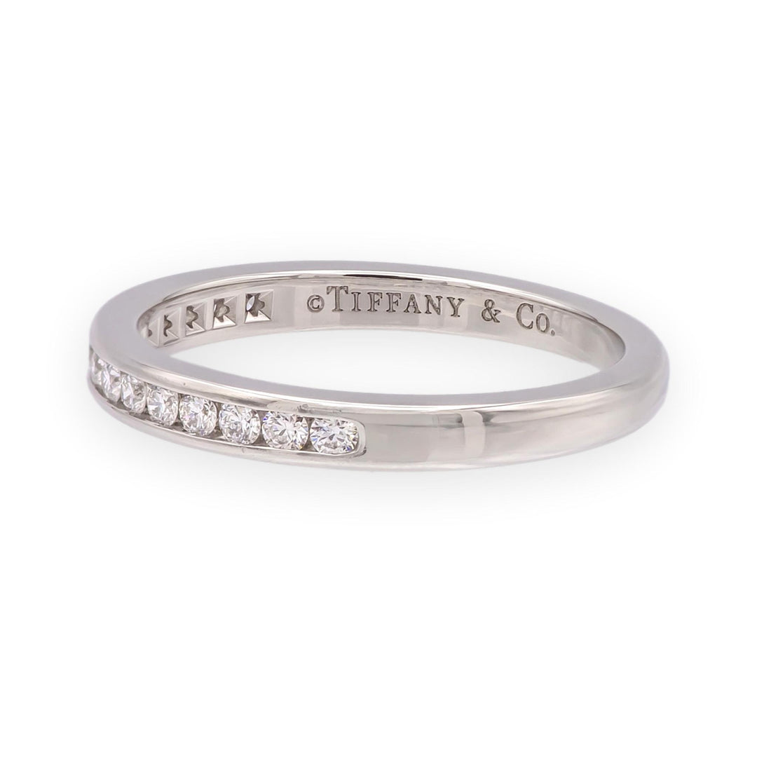 Tiffany & Co. Platinum Half Circle Channel-Set Diamond Band Ring Size 4.25