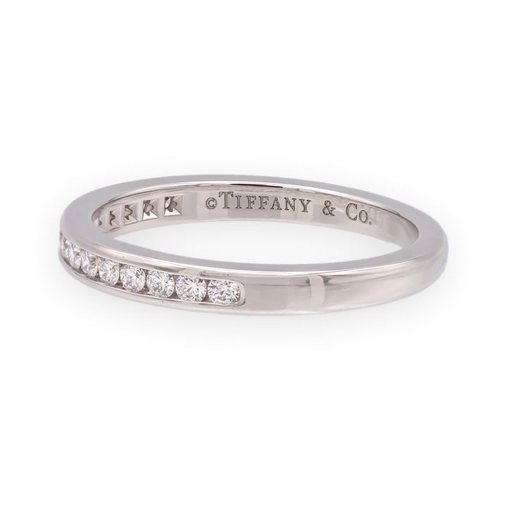 Tiffany & Co. Platinum Half Circle Channel-Set Diamond Band Ring Size 4.25