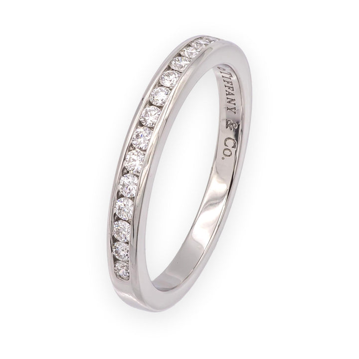 Tiffany & Co. Platinum Half Circle Channel-Set Diamond Band Ring Size 4.25