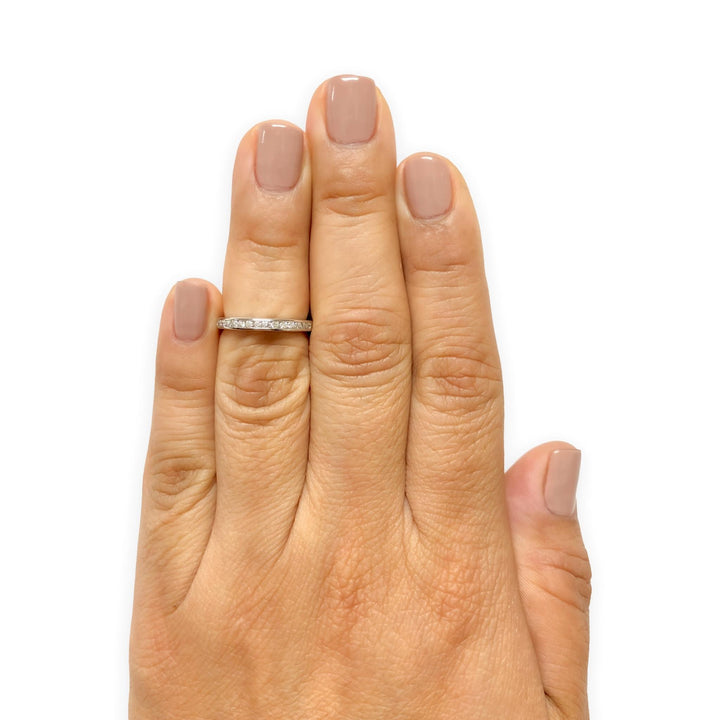 Tiffany & Co. Platinum Half Circle Channel-Set Diamond Band Ring Size 4.25