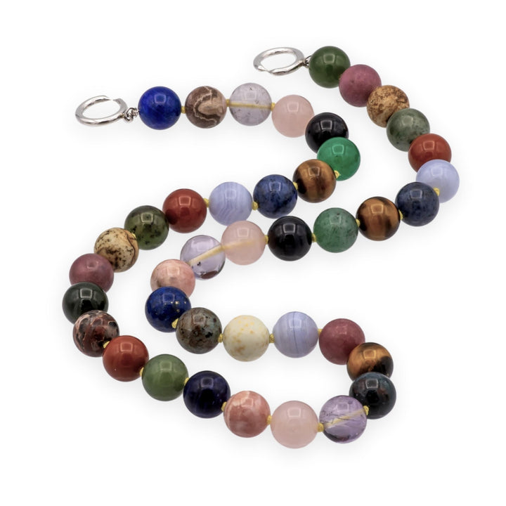 Tiffany & Co. Paloma Picasso Silver Multicolored Gemstone Bead Necklace 1980's