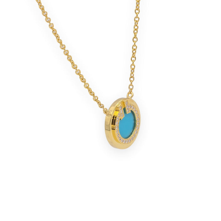 Tiffany & Co. T Collection 18K Yellow Gold Turquoise and Diamond Necklace