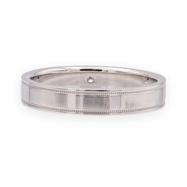 Tiffany & Co. Together Double Milgrain Single Diamond Band Platinum 4mm Size 9