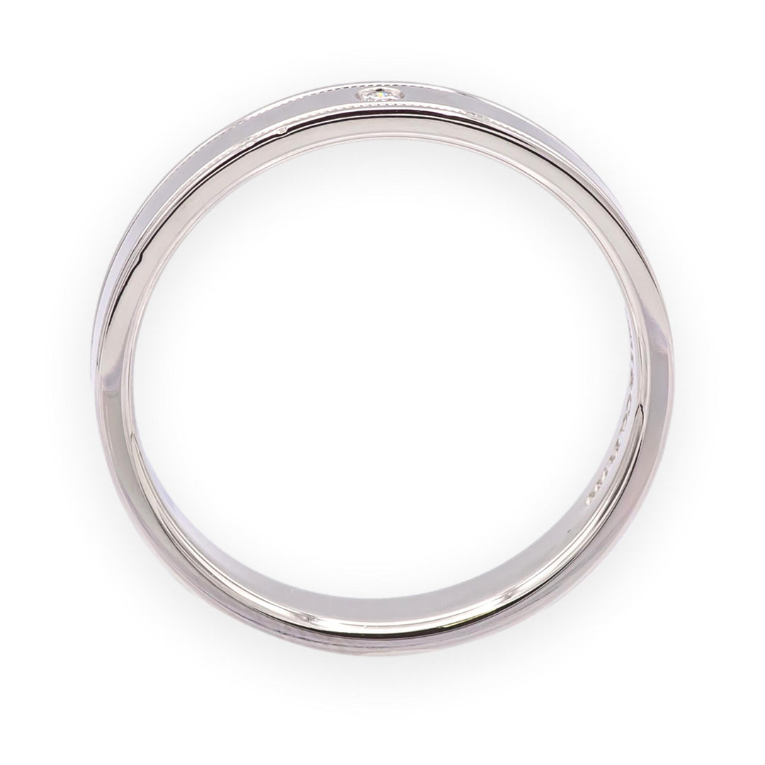 Tiffany & Co. Together Double Milgrain Single Diamond Band Platinum 4mm Size 9
