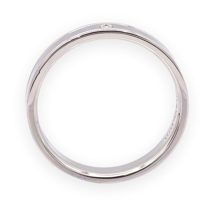 Tiffany & Co. Together Double Milgrain Single Diamond Band Platinum 4mm Size 9