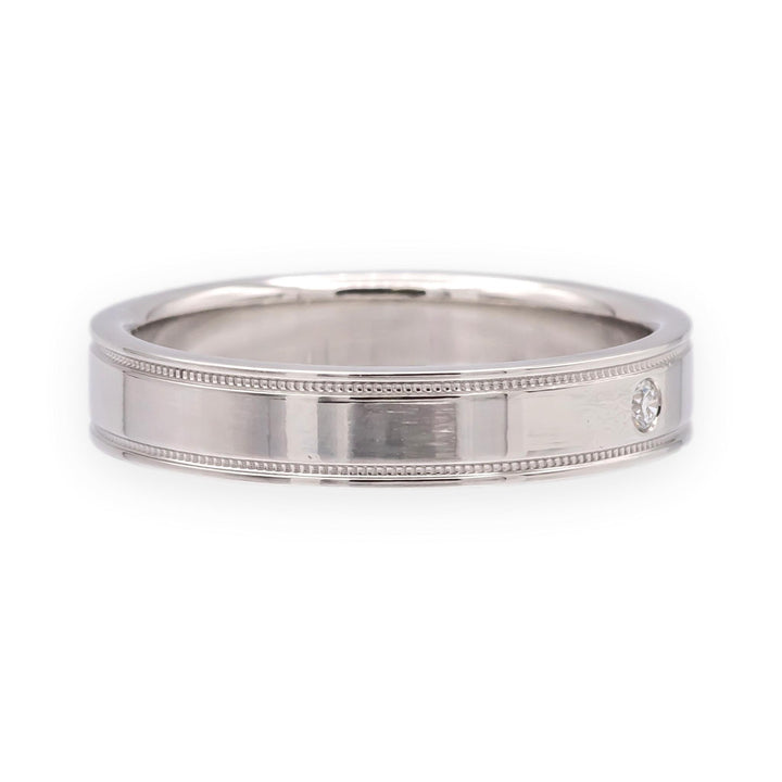 Tiffany & Co. Together Double Milgrain Single Diamond Band Platinum 4mm Size 8