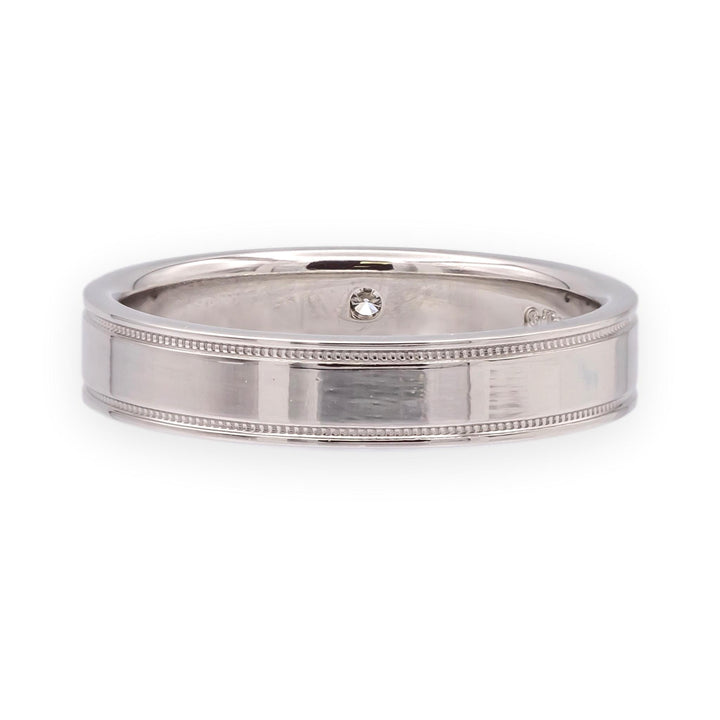 Tiffany & Co. Together Double Milgrain Single Diamond Band Platinum 4mm Size 8