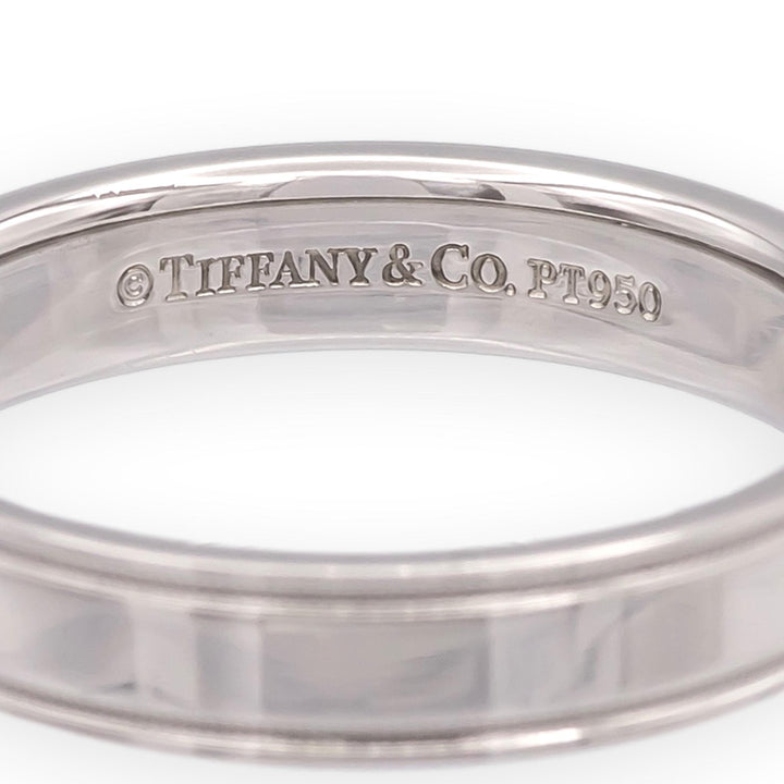 Tiffany & Co. Together Double Milgrain Single Diamond Band Platinum 4mm Size 8