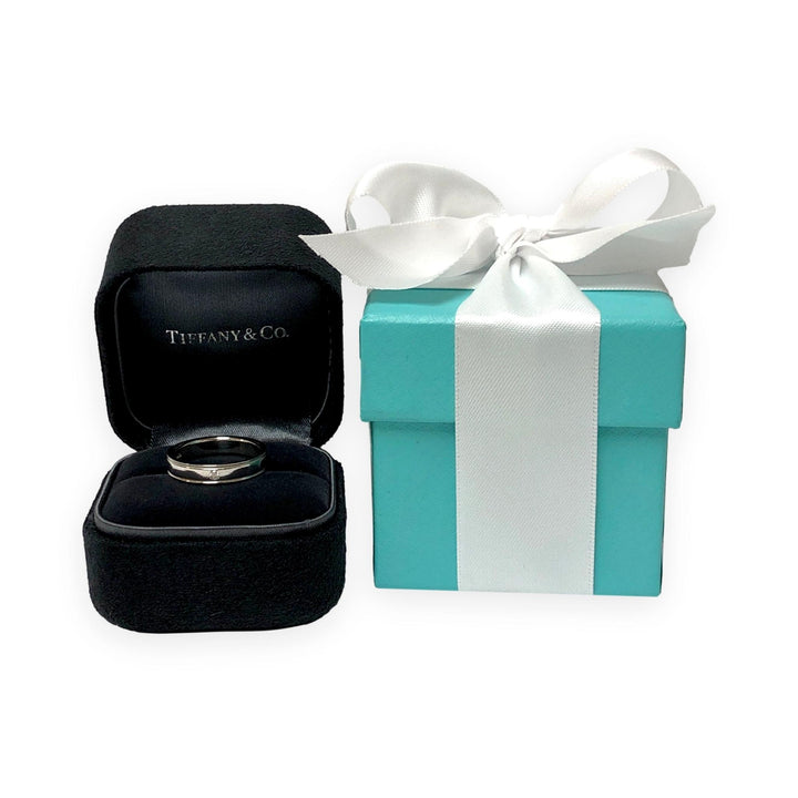 Tiffany & Co. Together Double Milgrain Single Diamond Band Platinum 4mm Size 8