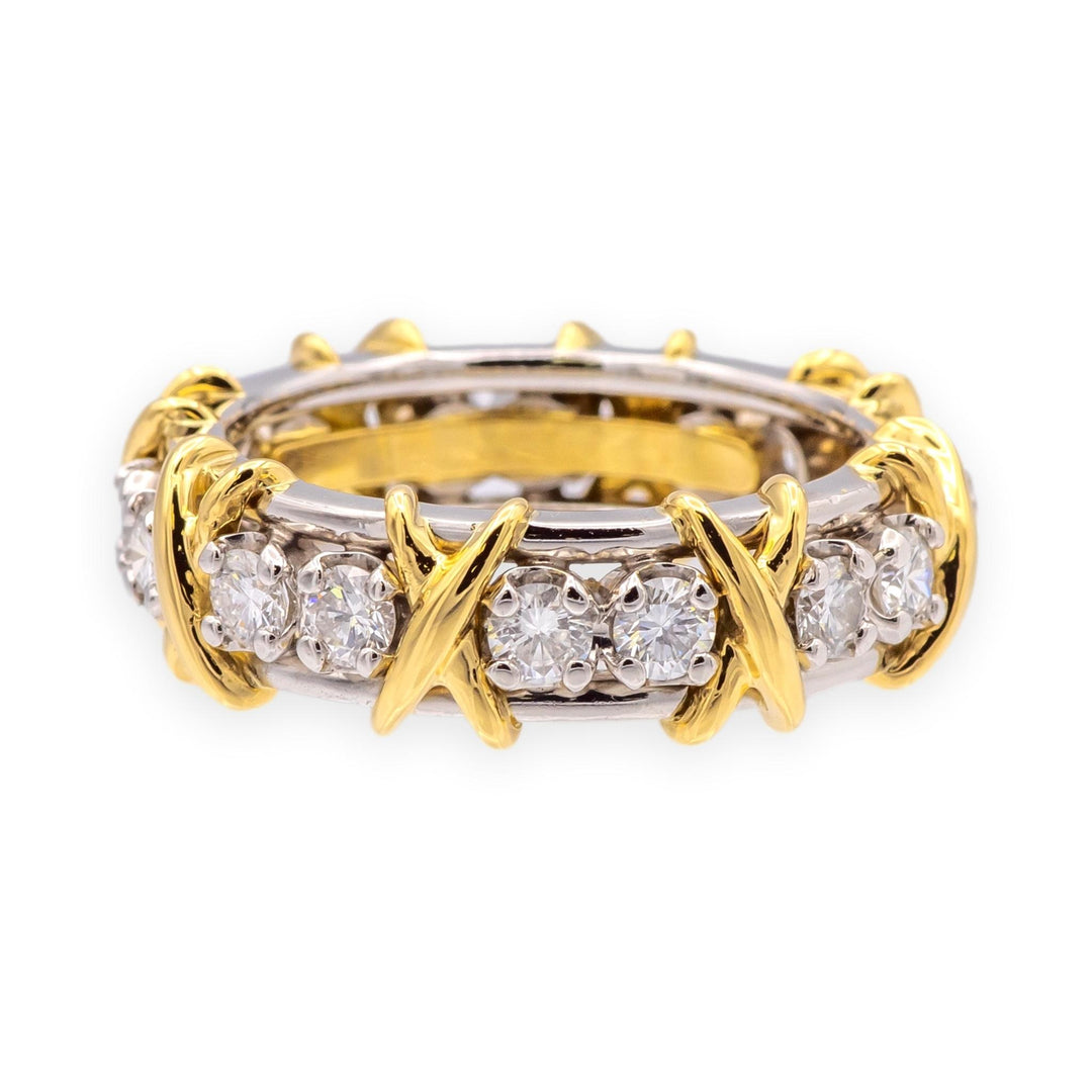 Tiffany & Co. Schlumberger 16-Stone Platinum & 18K Diamond Ring Size 6.25