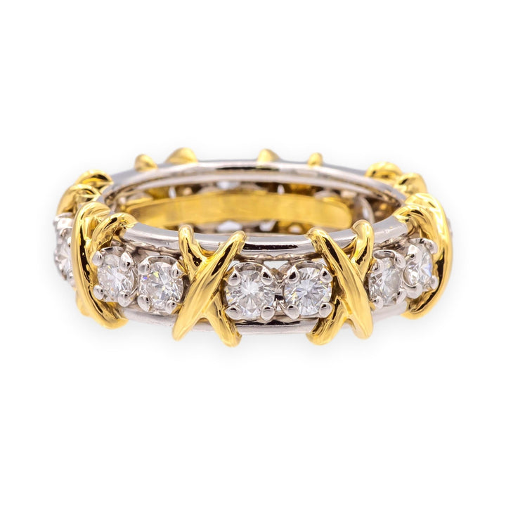 Tiffany & Co. Schlumberger 16-Stone Platinum & 18K Diamond Ring Size 6.25