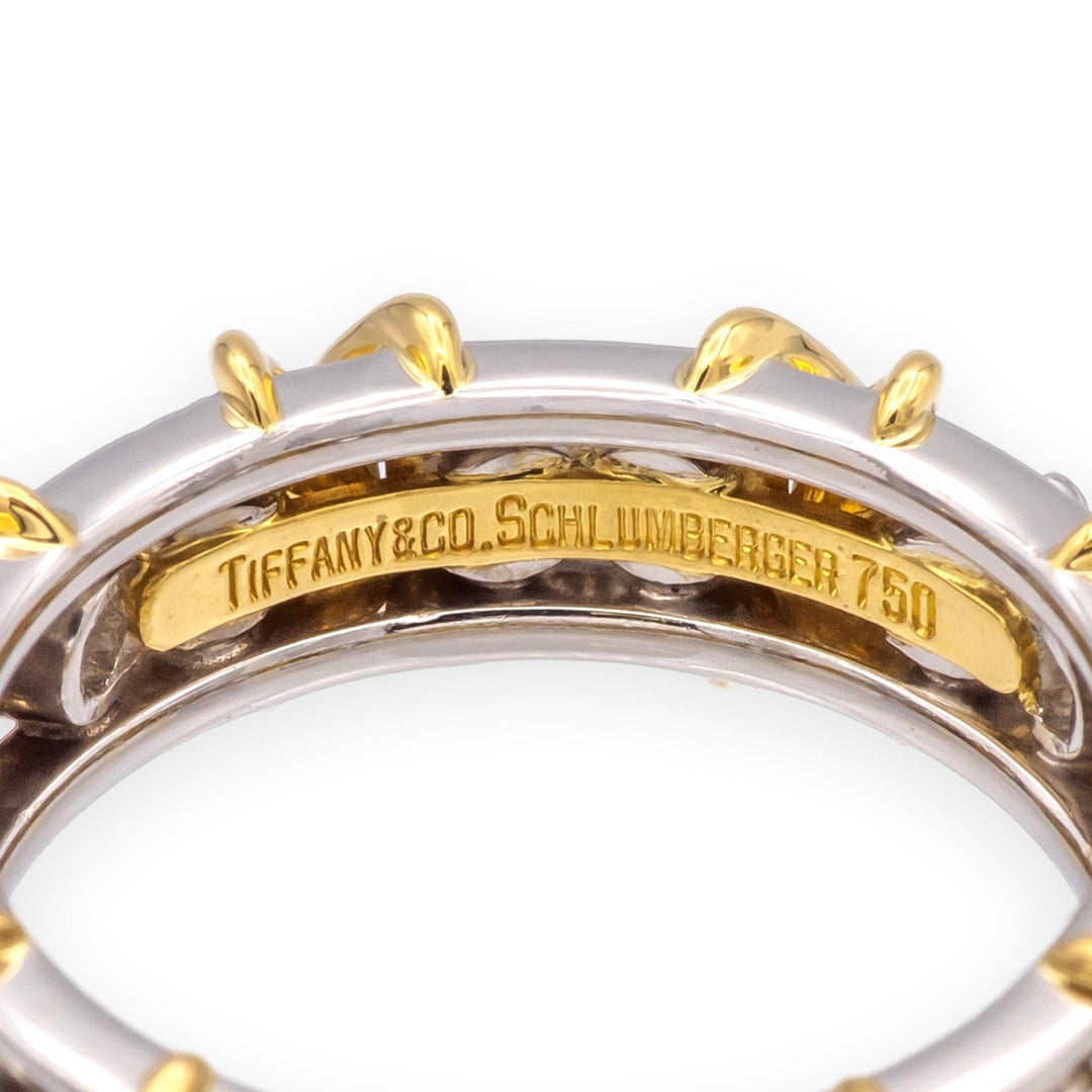 Tiffany & Co. Schlumberger 16-Stone Platinum & 18K Diamond Ring Size 6.25