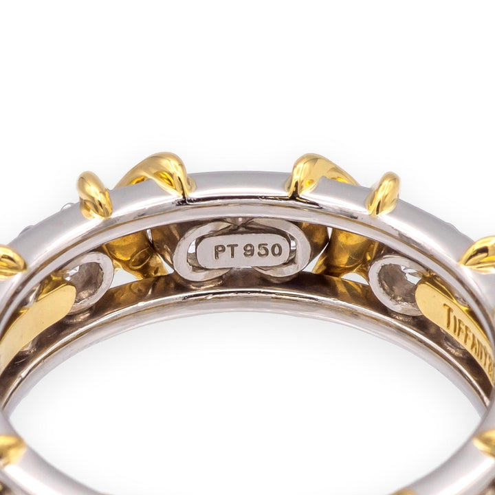 Tiffany & Co. Schlumberger 16-Stone Platinum & 18K Diamond Ring Size 6.25