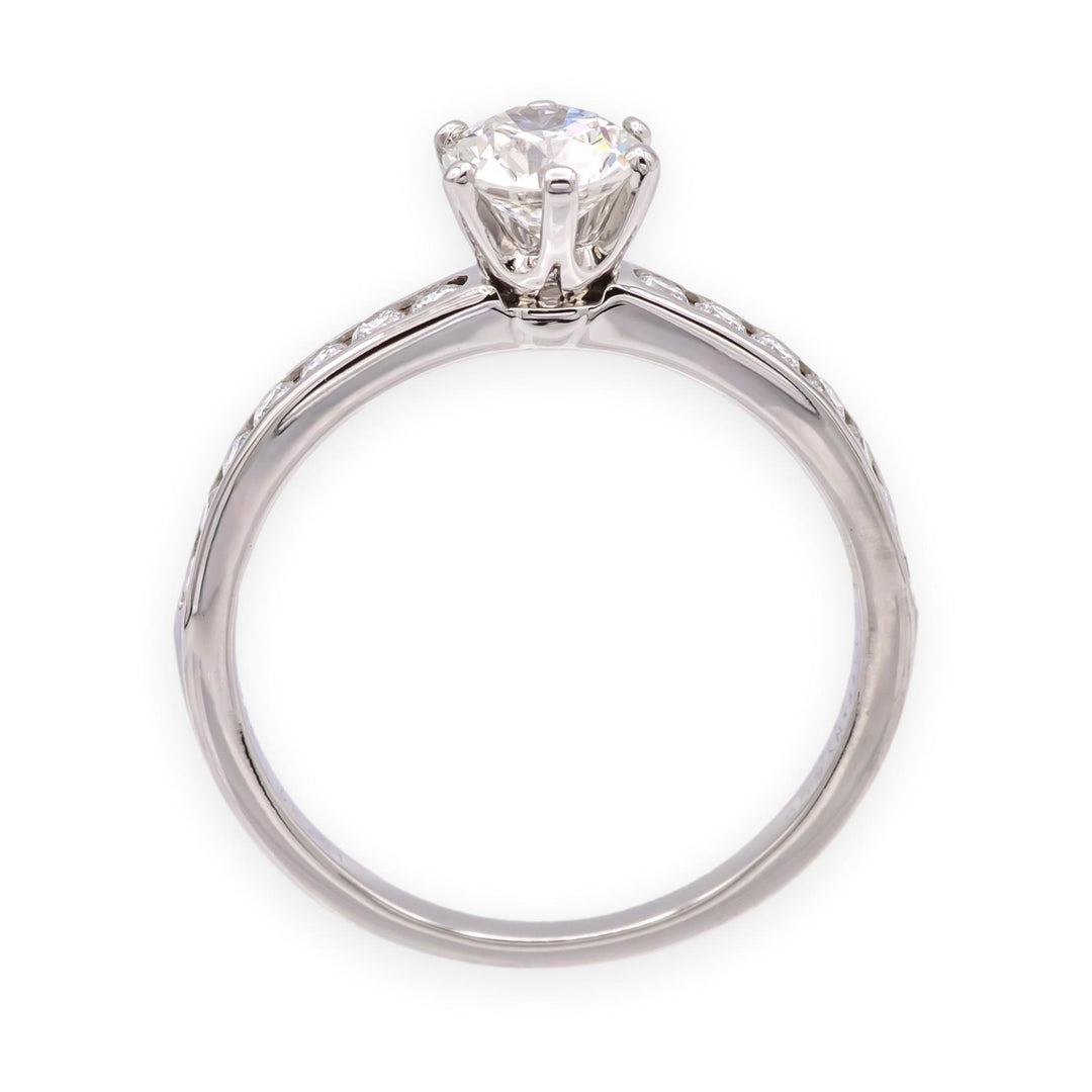 Tiffany & Co. Platinum 0.59ct Center Diamond Engagement Ring Channel-Set band