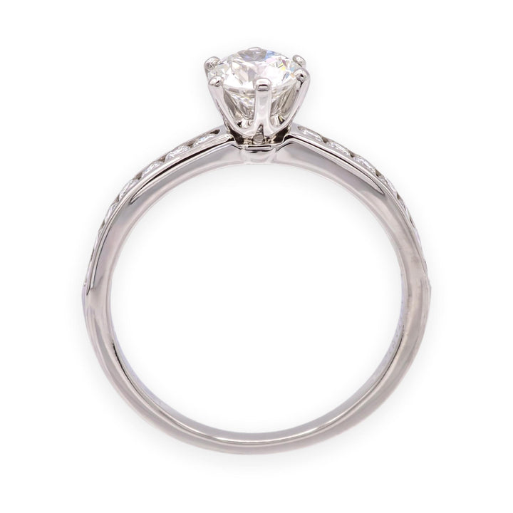 Tiffany & Co. Platinum 0.59ct Center Diamond Engagement Ring Channel-Set band