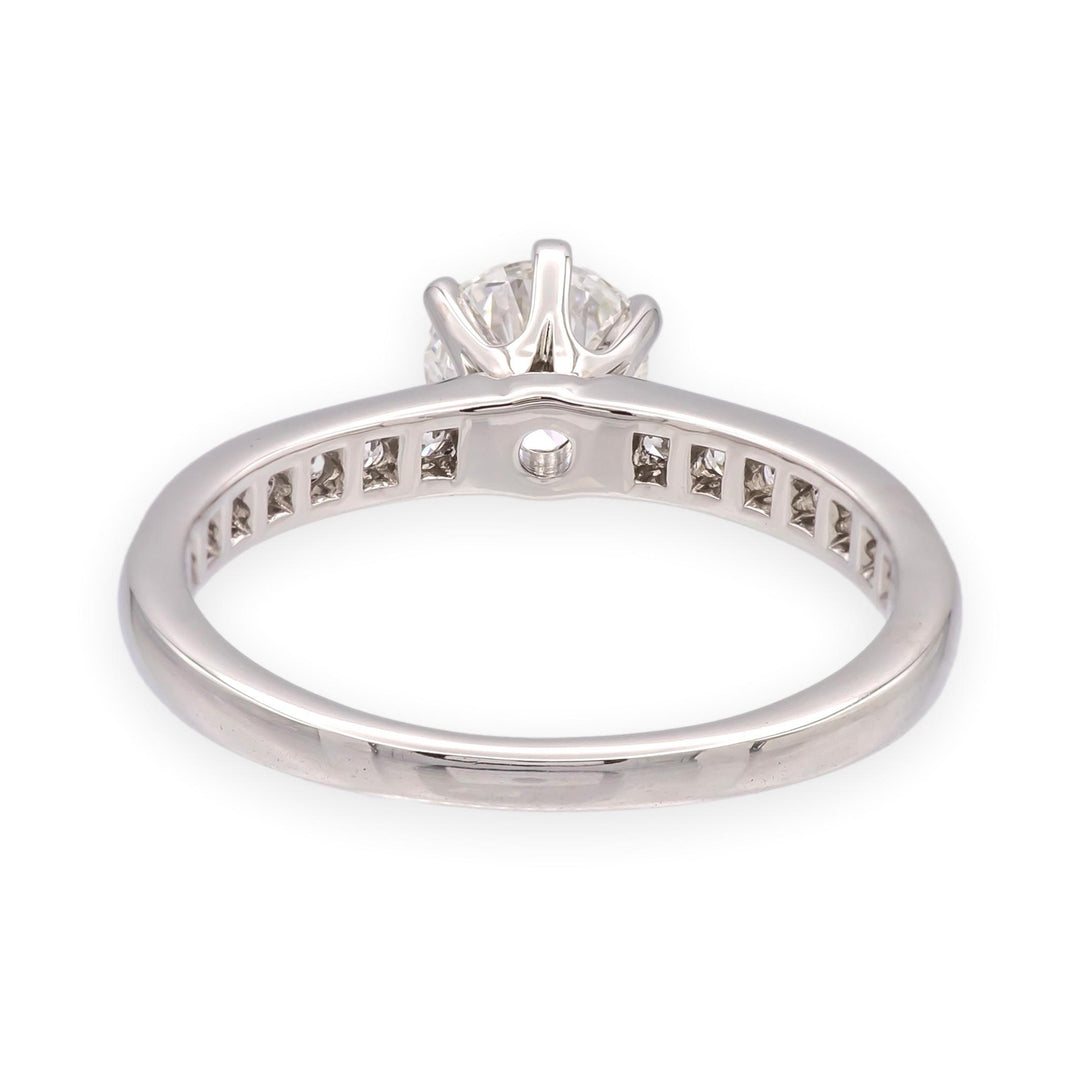 Tiffany & Co. Platinum 0.59ct Center Diamond Engagement Ring Channel-Set band