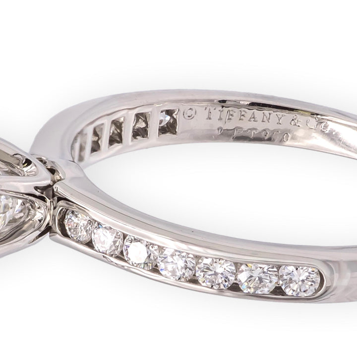 Tiffany & Co. Platinum 0.59ct Center Diamond Engagement Ring Channel-Set band