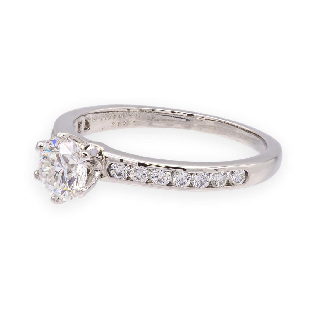 Tiffany & Co. Platinum 0.59ct Center Diamond Engagement Ring Channel-Set band