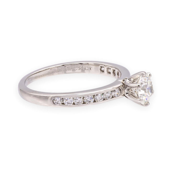 Tiffany & Co. Platinum 0.59ct Center Diamond Engagement Ring Channel-Set band