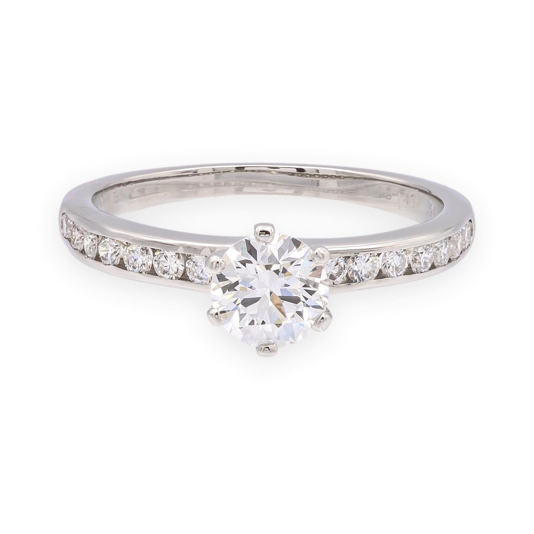 Tiffany & Co. Platinum 0.59ct Center Diamond Engagement Ring Channel-Set band
