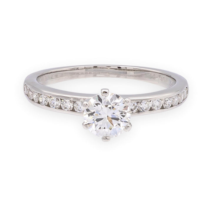 Tiffany & Co. Platinum 0.59ct Center Diamond Engagement Ring Channel-Set band