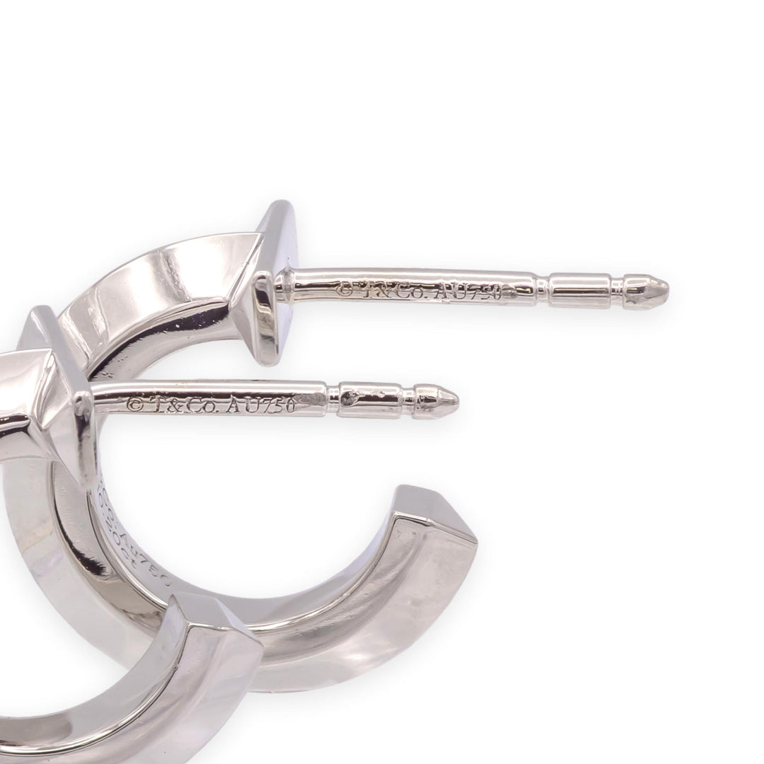 Tiffany & Co. T1 Hoop Earrings in 18K White Gold with Pavé Diamonds .40 cts