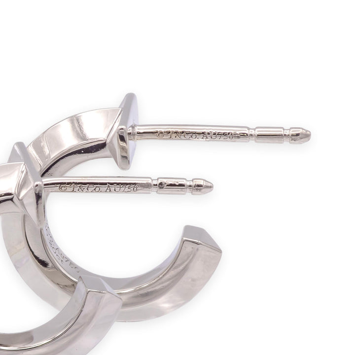 Tiffany & Co. T1 Hoop Earrings in 18K White Gold with Pavé Diamonds .40 cts