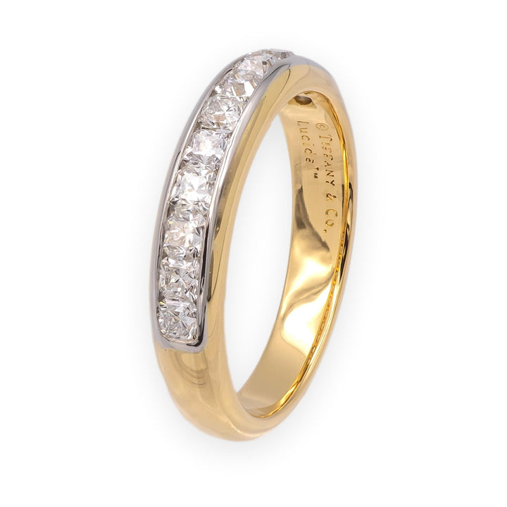 Tiffany & Co. Lucida Half-Circle Channel-Set Diamond Band, 18K Gold & Platinum