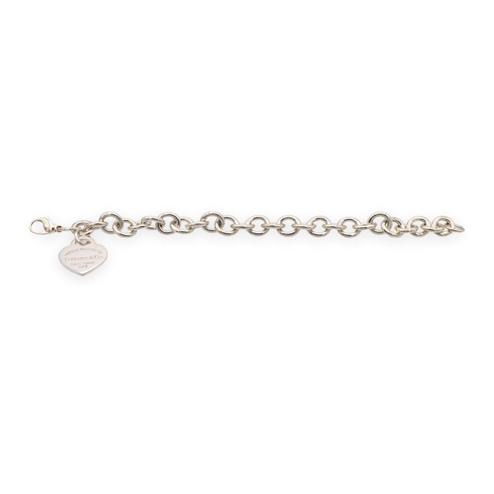 Tiffany & Co. Silver Return to Tiffany Heart Tag Charm Link Bracelet 7.5" - 10mm