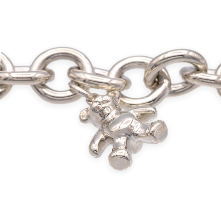 Tiffany & Co. 5 Charm Bracelet: Heart Tag, Teddy Bear, Cupcake, Gift Box, Pop