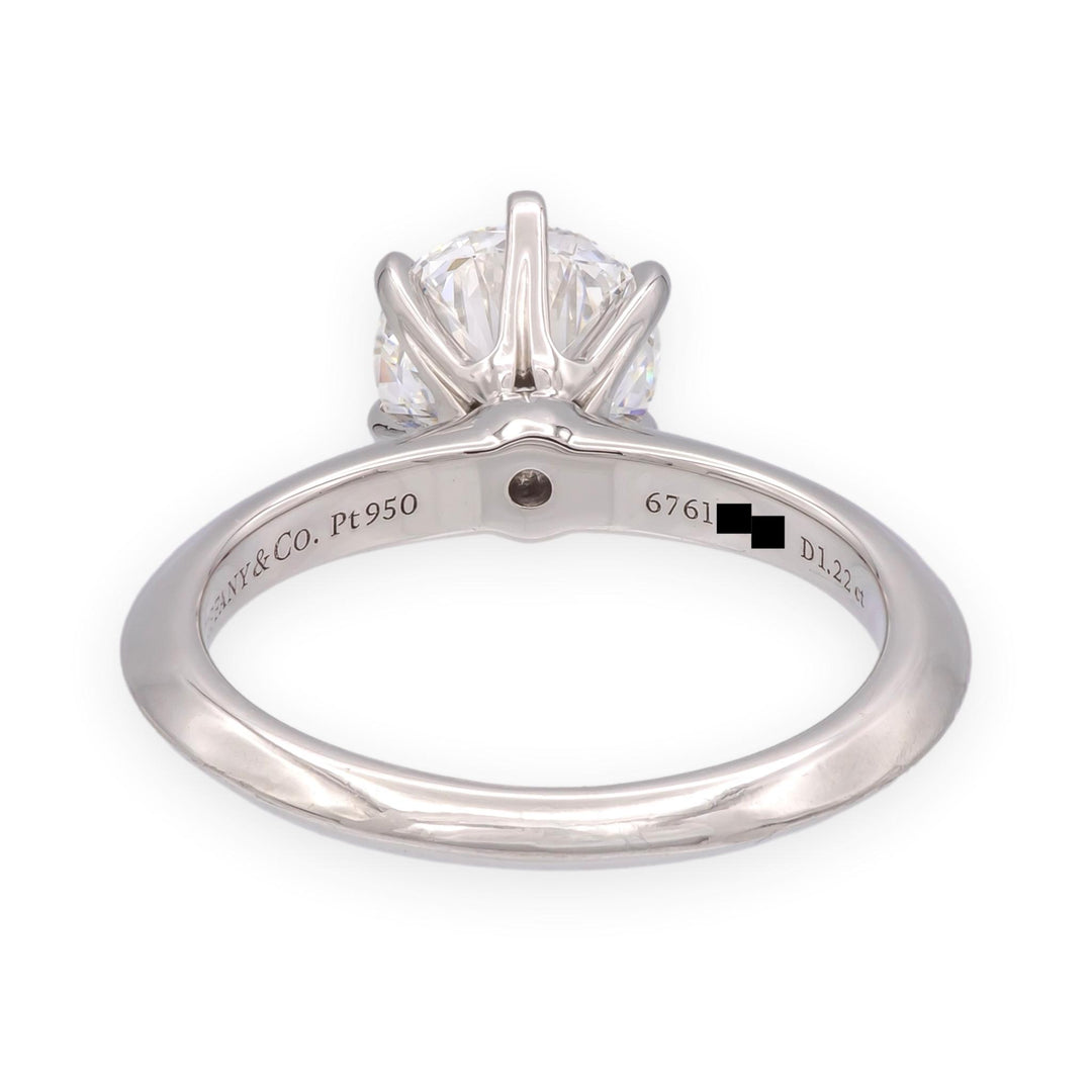 Tiffany & Co. Platinum 1.22ct F-VS2 Round Diamond Solitaire Engagement Ring
