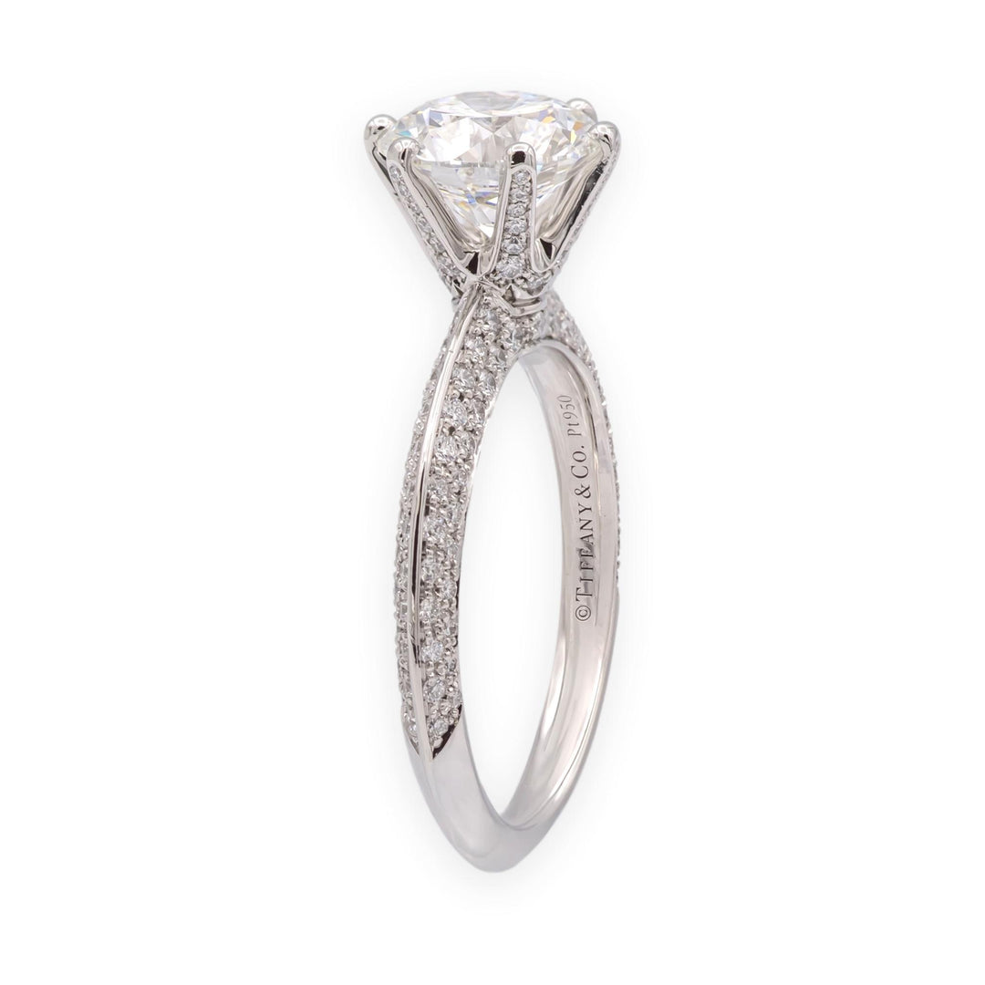 Tiffany & Co. Platinum 1.73ct G VS1 Pavé Diamond Engagement Ring