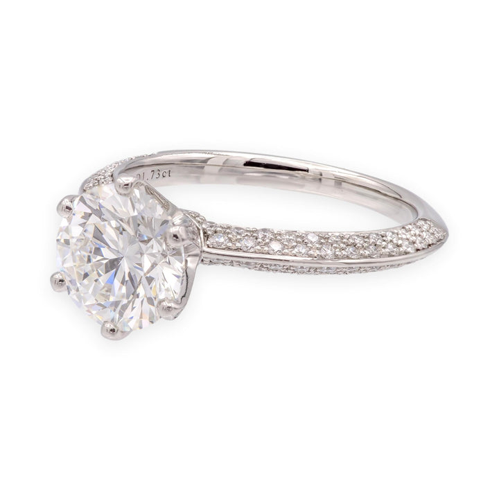 Tiffany & Co. Platinum 1.73ct G VS1 Pavé Diamond Engagement Ring