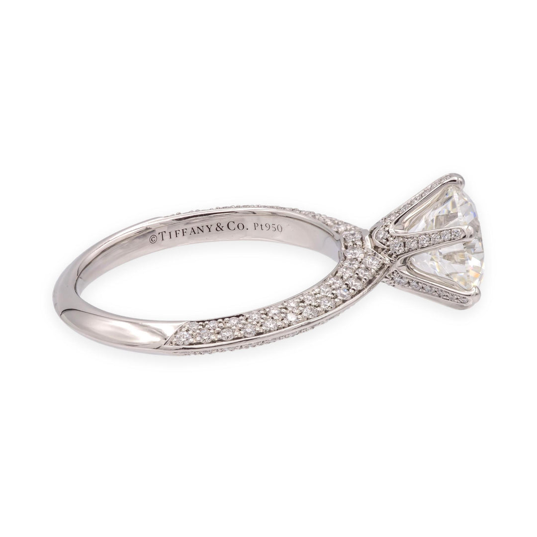 Tiffany & Co. Platinum 1.73ct G VS1 Pavé Diamond Engagement Ring