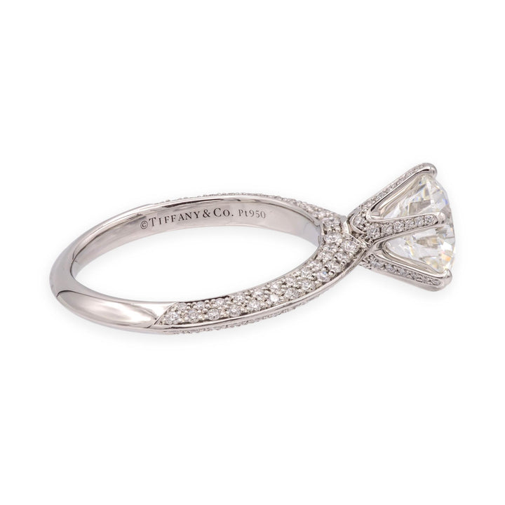 Tiffany & Co. Platinum 1.73ct G VS1 Pavé Diamond Engagement Ring